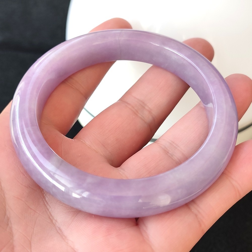 Certified Grade A 62mm Lavender Natural Burma Jade jadeite Bangle Bracelet 0442