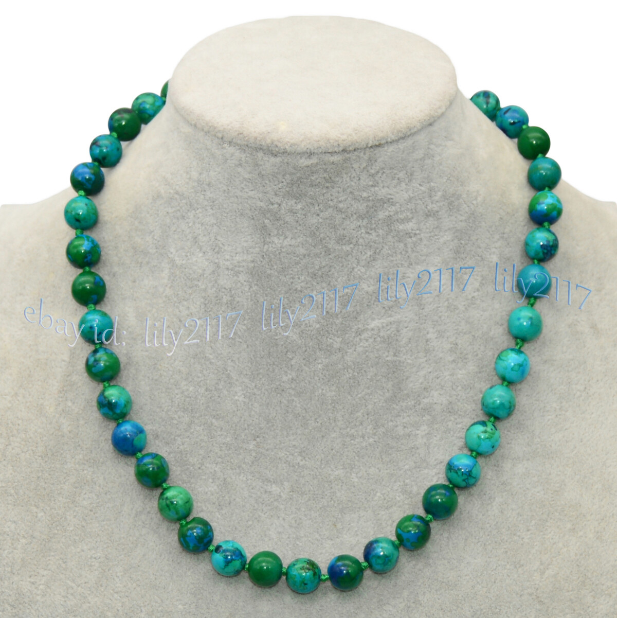 6/8/10/12mm Green Azurite Chrysocolla Round Gemstone Beads Necklaces 14-56inches