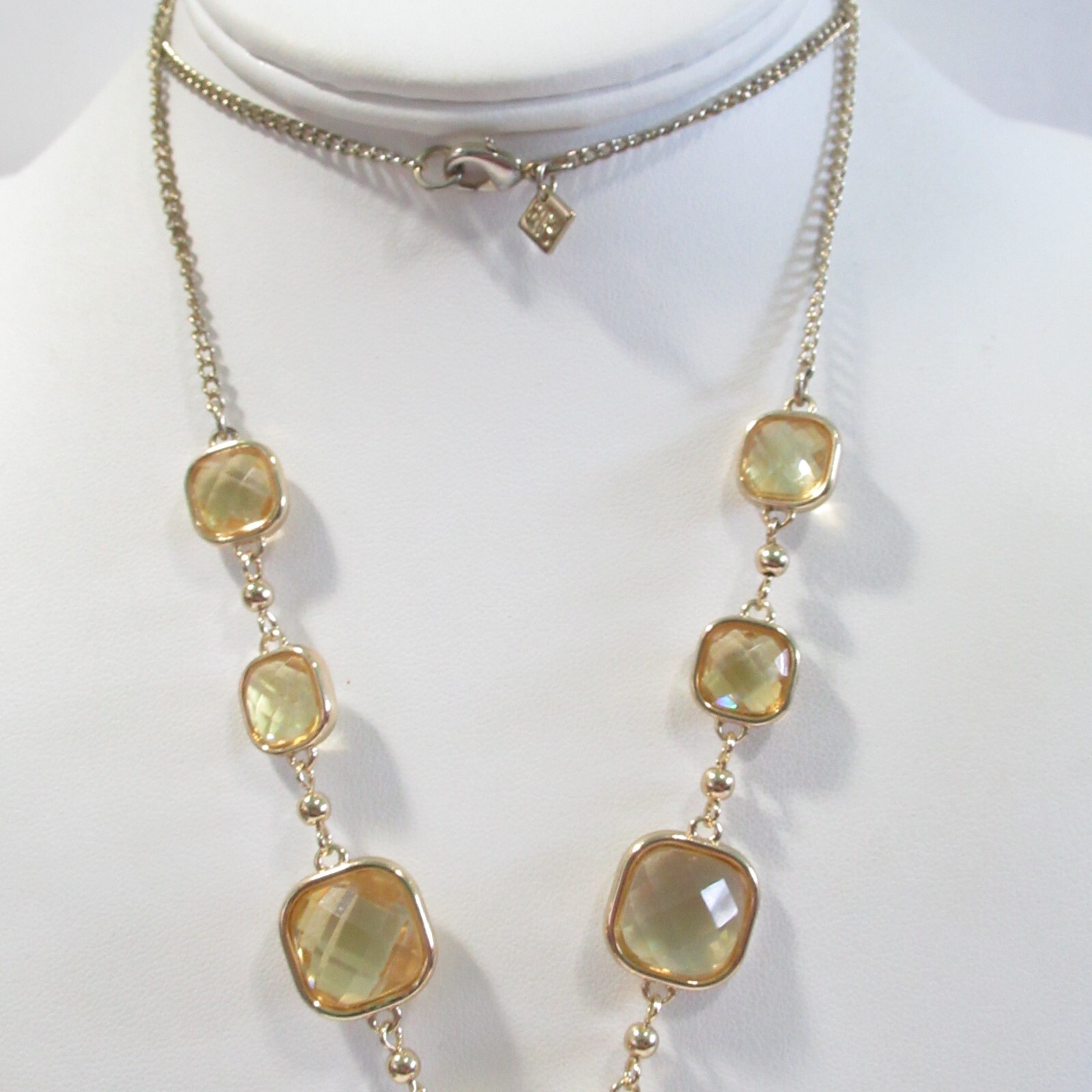 Banana Republic Faux Crystal Pale Yellow Long w Tassel