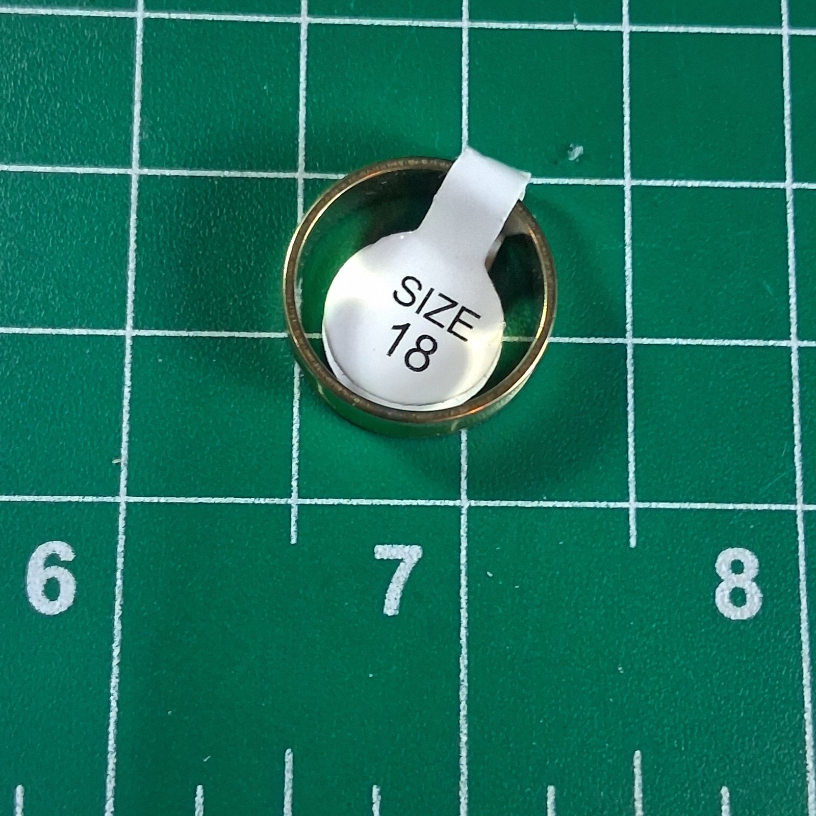Brushed Stainless Steel Size 7.75 Single Concave Gold Tone Groove Band Ring