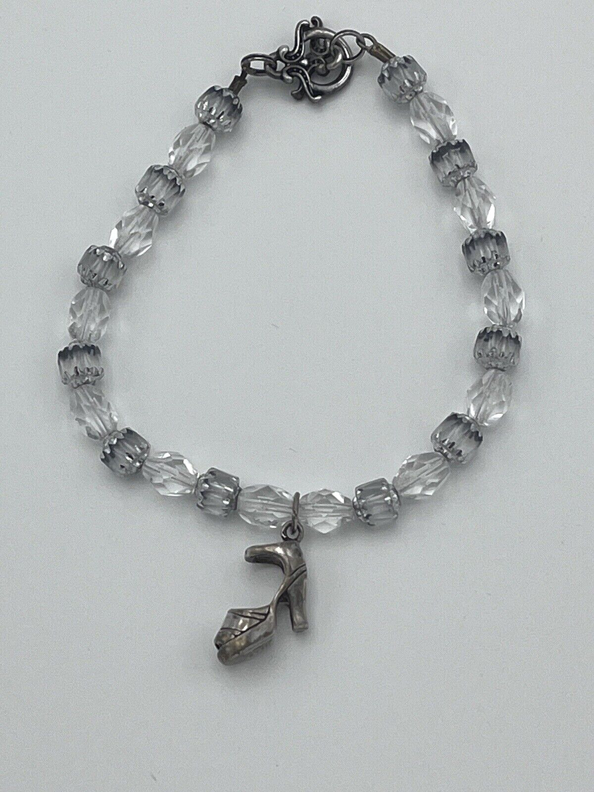 Handcrafted Glass Crystal Bracelets W/ Sterling 925 Dangle Charm Heels Penguin