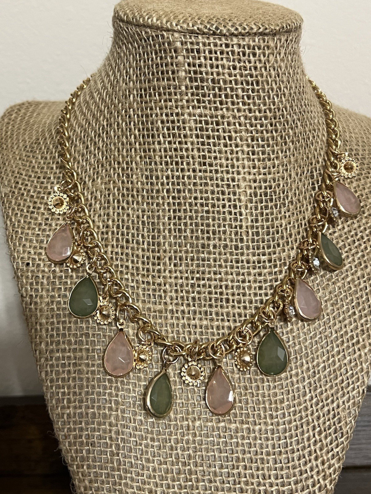 Paparazzi FROSTED AND FRAMED Pink, Green, Gold Necklace w/ Earrings New
