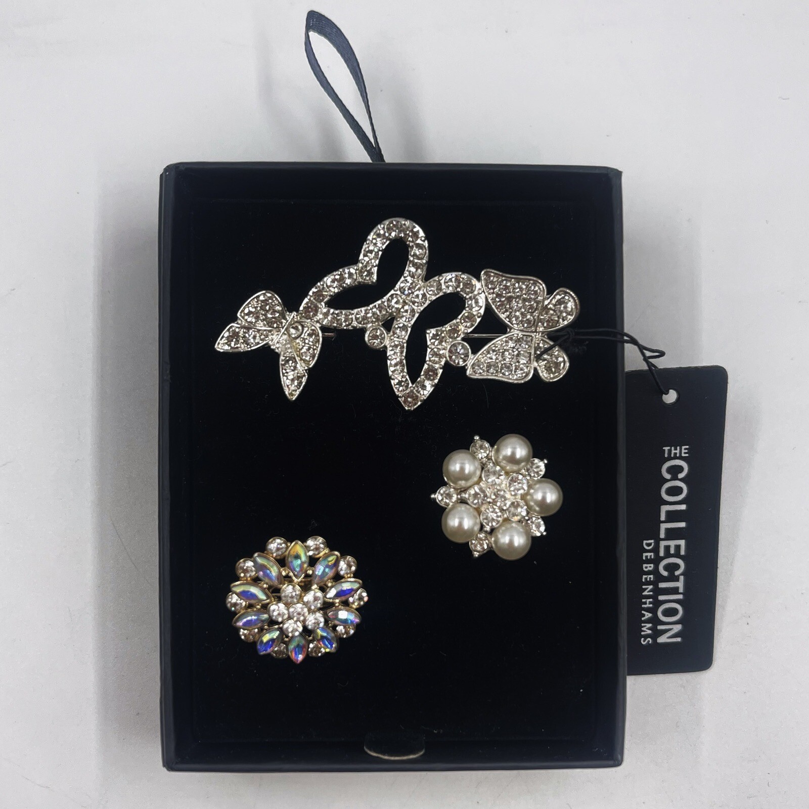 NEW JON RICHARD DEBENHAMS COLLECTION SET OF 3 LOVELY BROOCHES IN ORIGINAL BOX