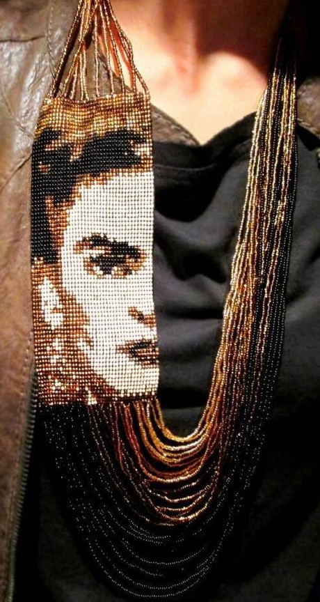 Frida Kahlo Handmade Necklace Seed Bead American Style Beaded Multi Strand