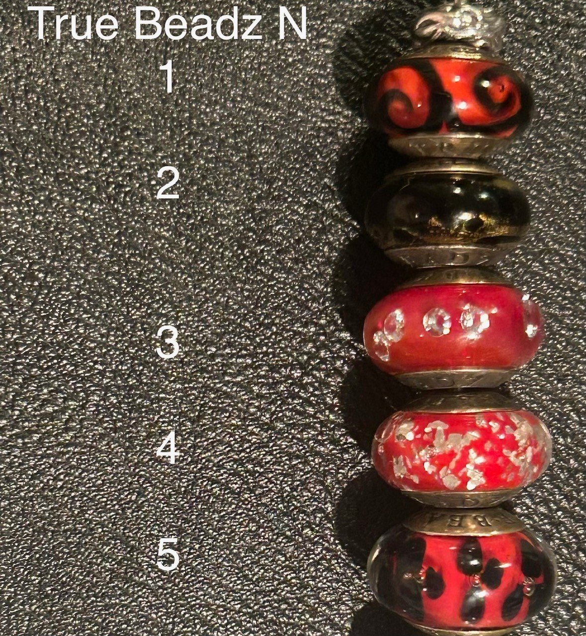 True Beadz-Red and Black, Bead of Choice-fits all brands-Buy 5, get 6th free