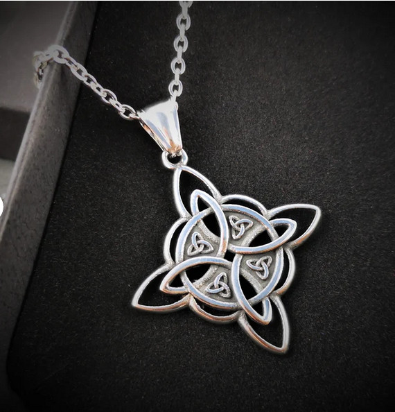 WICCA PAGAN WITCH SYMBOL CELTIC KNOT Pendant 24″ 925 Sterling Silver Necklace