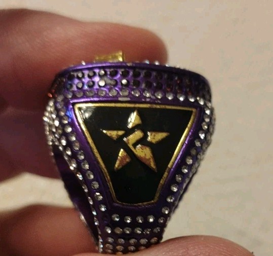 CHEER Championship Ring Purple Size 7 Initial “R” Purple Rhinestone Cheerleader