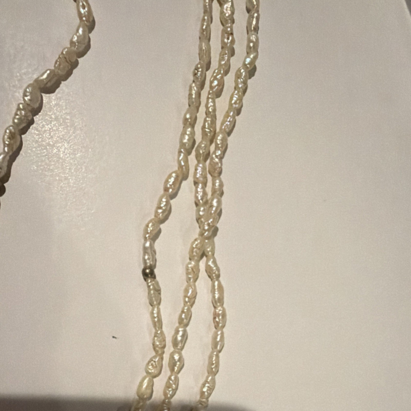 Multi-Strand Layered Baroque White Pearl Beaded Necklace with Hook Closure