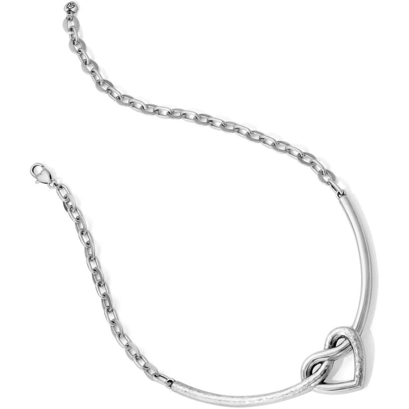 NWTag Brighton HEART LOOP Hammered Silver Collar Short Necklace MSRP $68