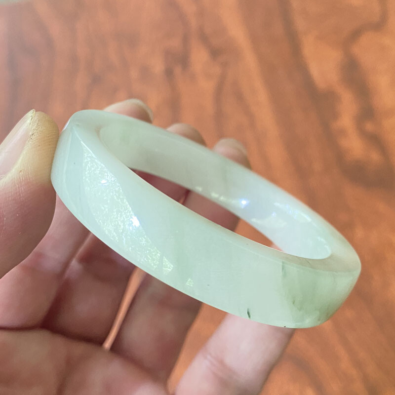 53mm Certified Icy Green Natural Tianshan Mountains Cui Jade Bracelet Bangle 025