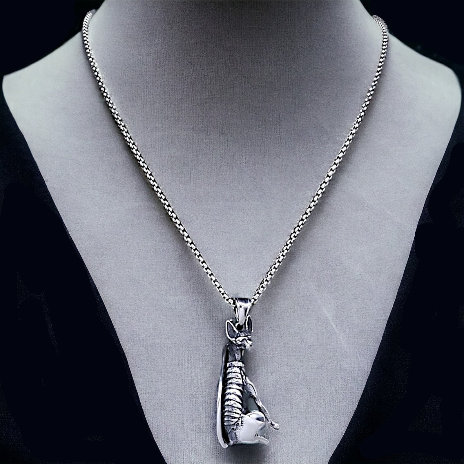 Sphinx Cat Necklace 316L Stainless Steel Egyptian Style Feline Bastet Pendant
