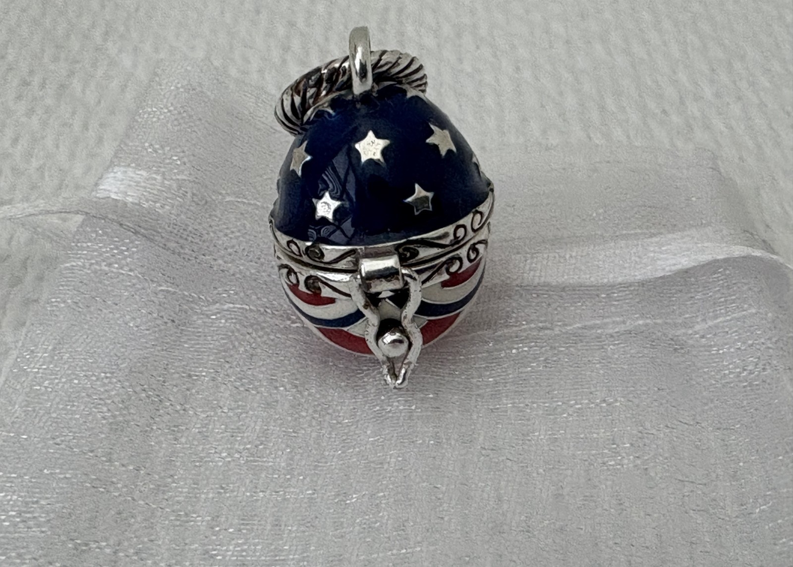 Brighton Americana USA Flag Patriotic 4th of July Egg Charm w/Eagle Inside NWOT