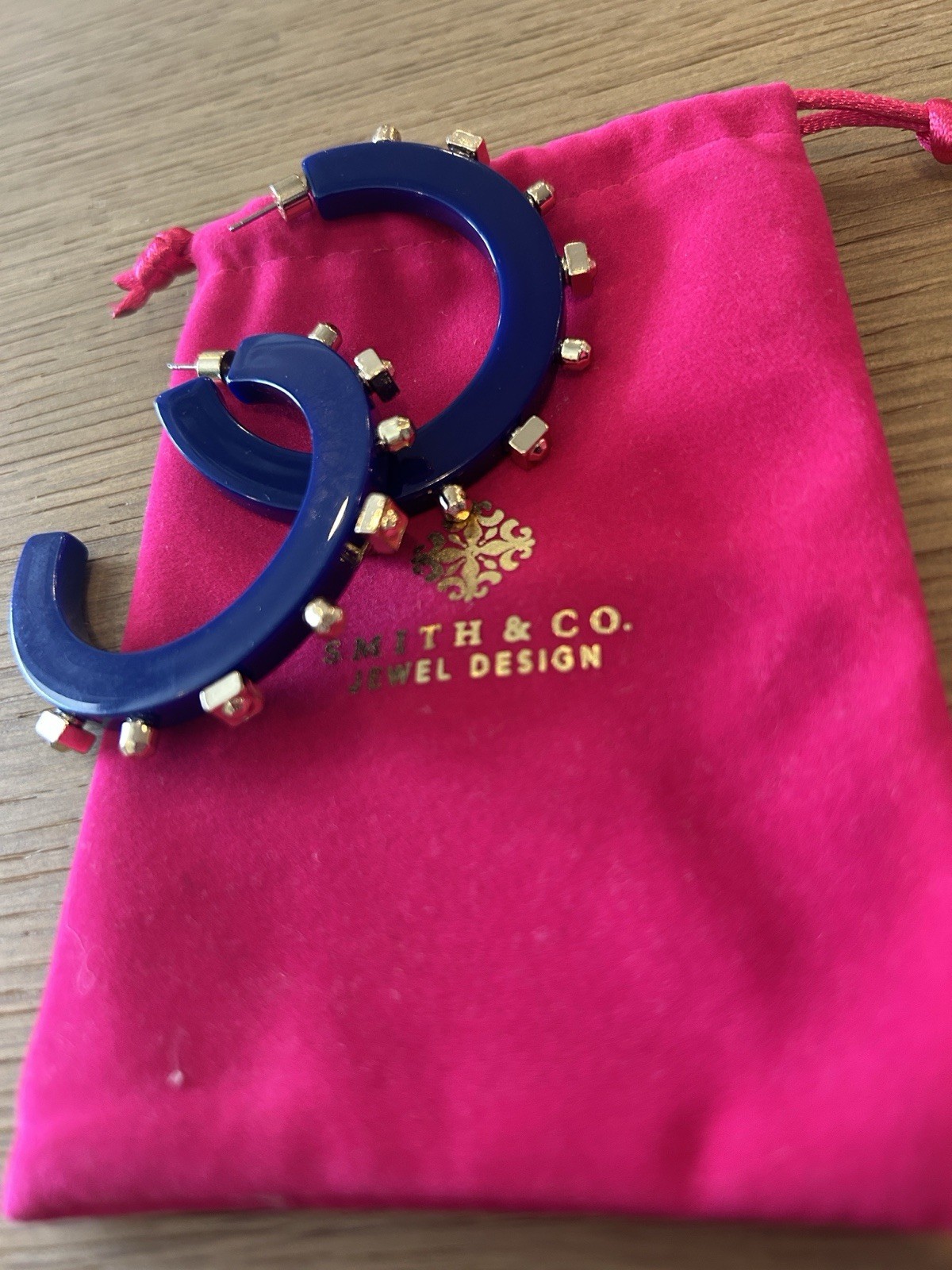 Smith & Co. City Girl Blue Acrylic Hoop Earrings 2”