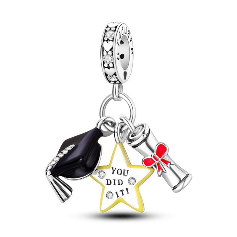 MULA European Silver Plated Charm AAA CZ Bachelor’s Hat Star For Women Bracelet