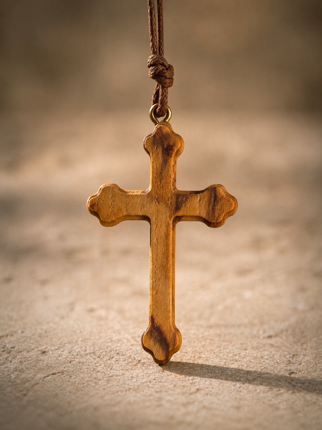 ✝️ Olive Wood Cross Necklace Adjustable Cord for Men, Women & Children Jesus