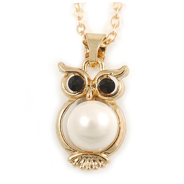 Small Owl Pendant with Gold Tone Chain – 42cm L/ 5cm Ext