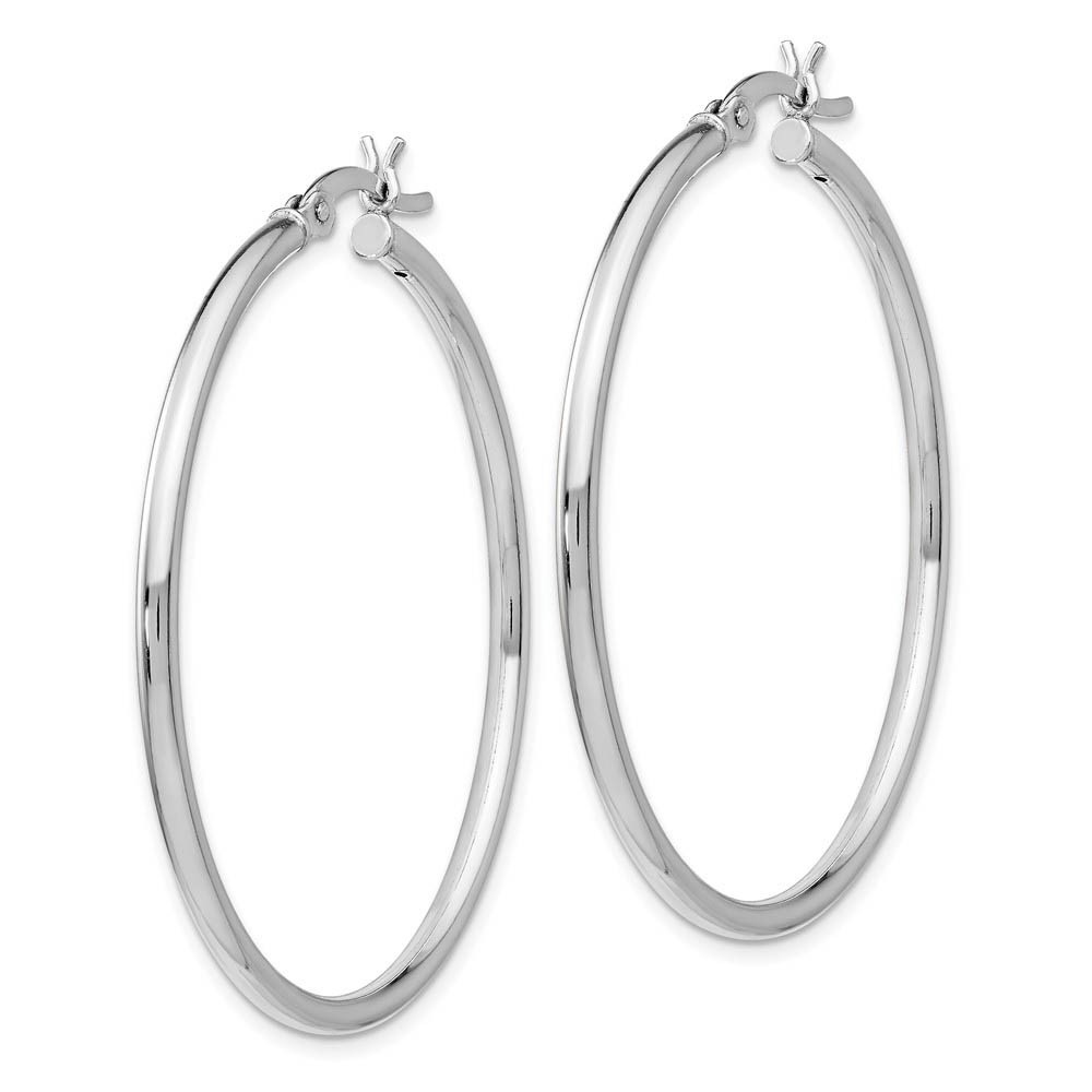 2mm Polished Sterling Silver Round Hoop Earrings, 41mm (1 5/8 in)