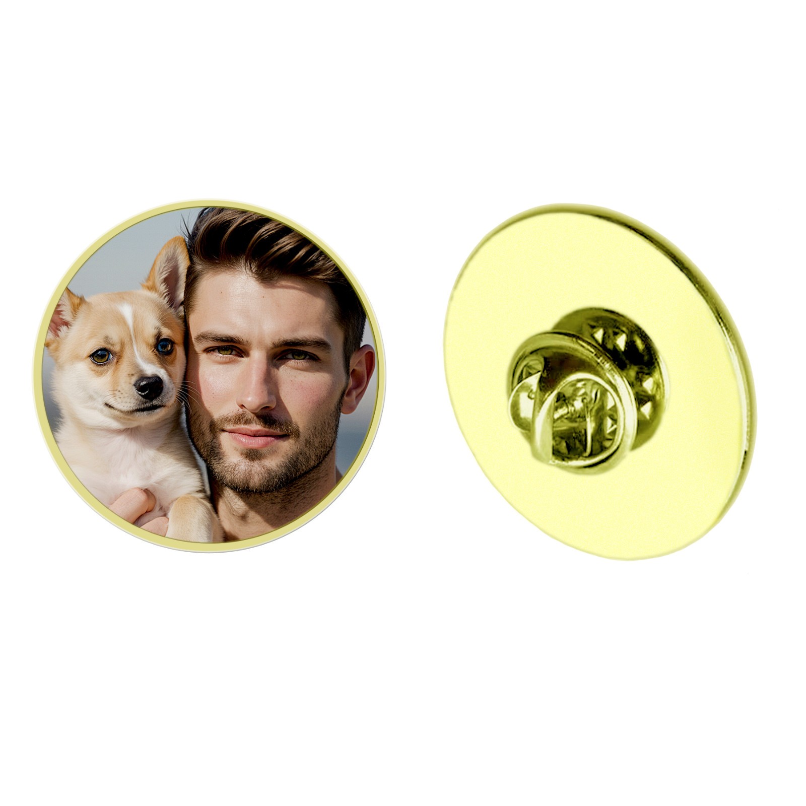 Color Photo Charm Lapel Pin Tie Tack Memorial Gift f/ Wedding Family Friend Love