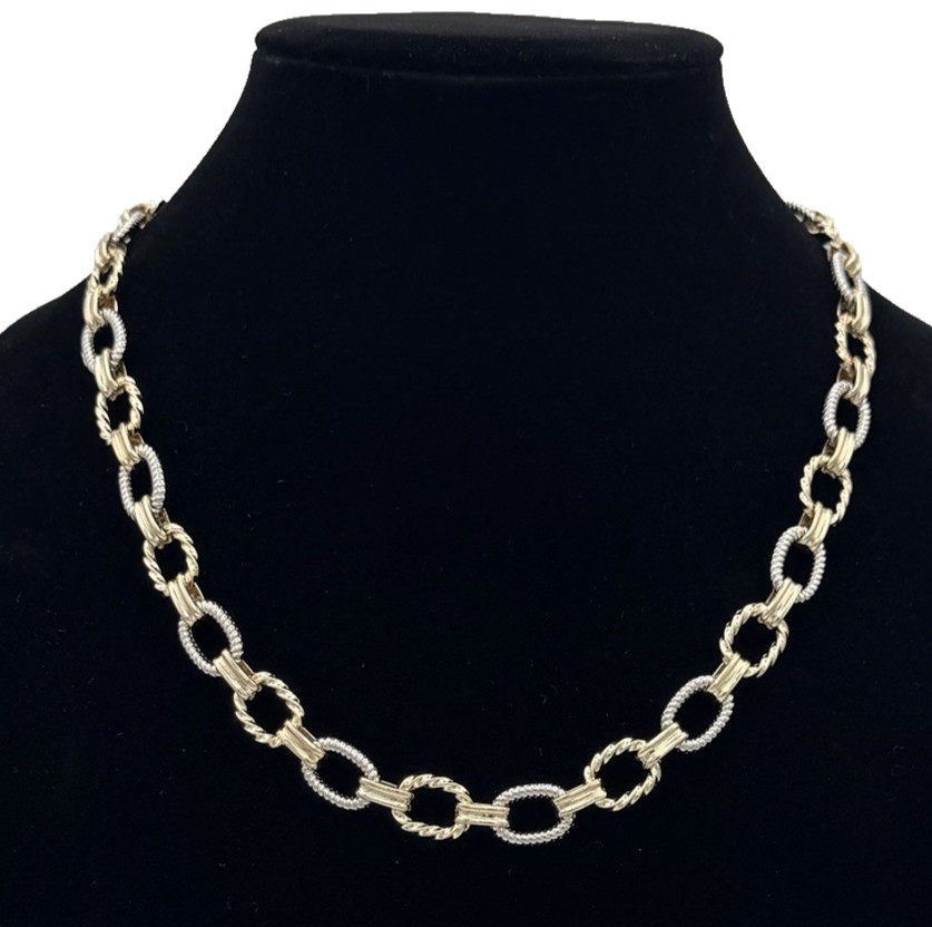 New Yellow & White Gold-Filled 18-20″ Adjustable Rounded Link Necklace