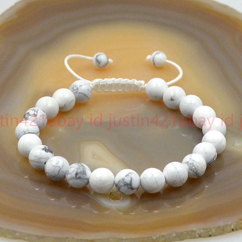 8/10/12mm Natural Multi-Color Rondelle Beads Gemstone Adjustable Bracelet 7.5”