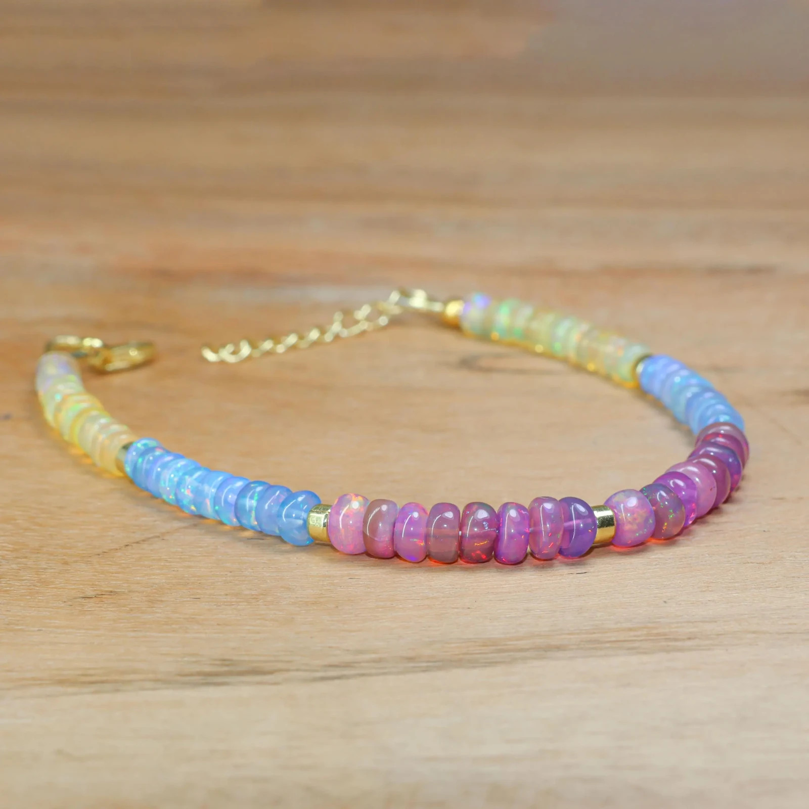 Fire Opal Beads Bracelet, Genuine Handmade Opal Gemstone Beaded Bracelet for her