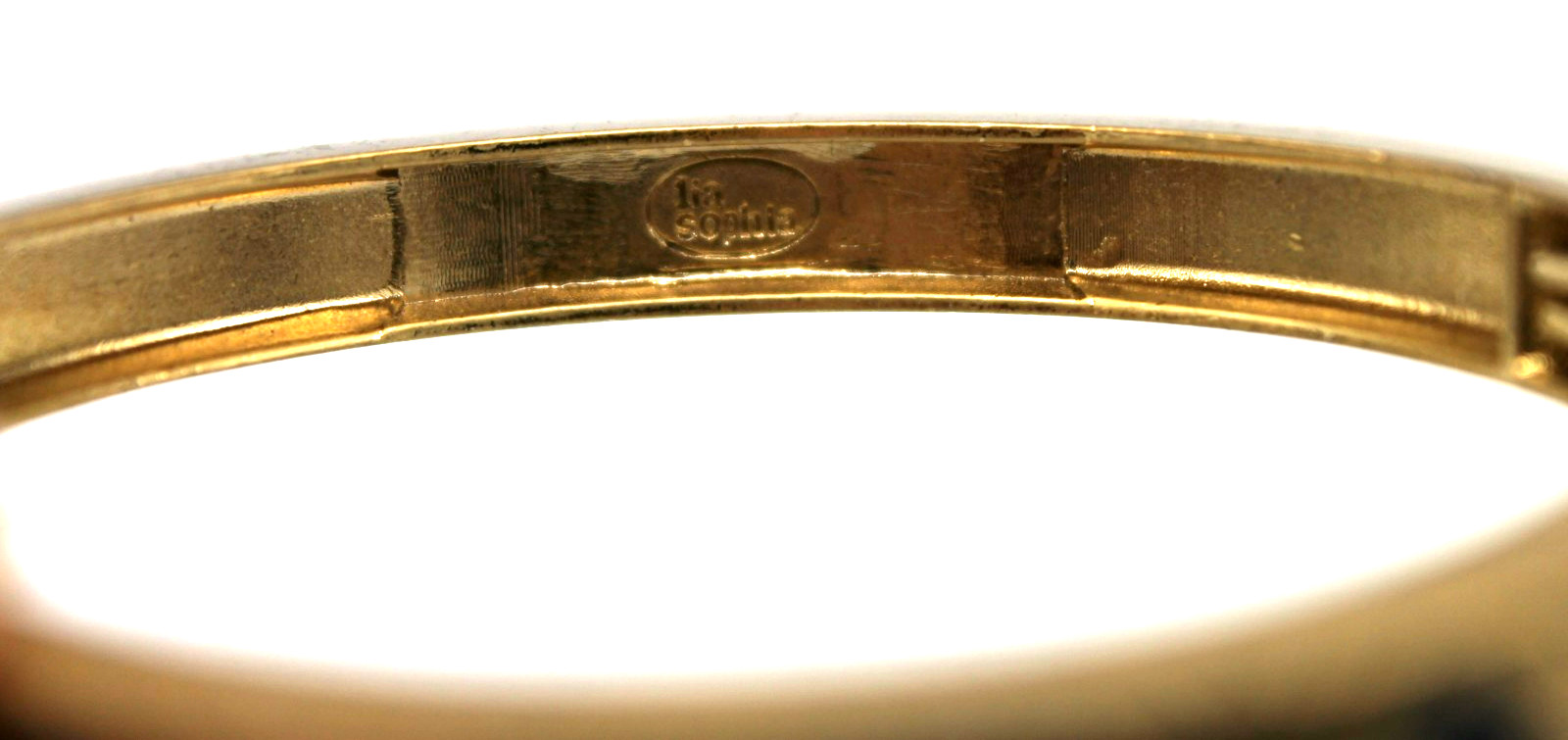 LIA SOPHIA Gold Tone Stretch Bracelet with Navy Triangle Shaped Enamel