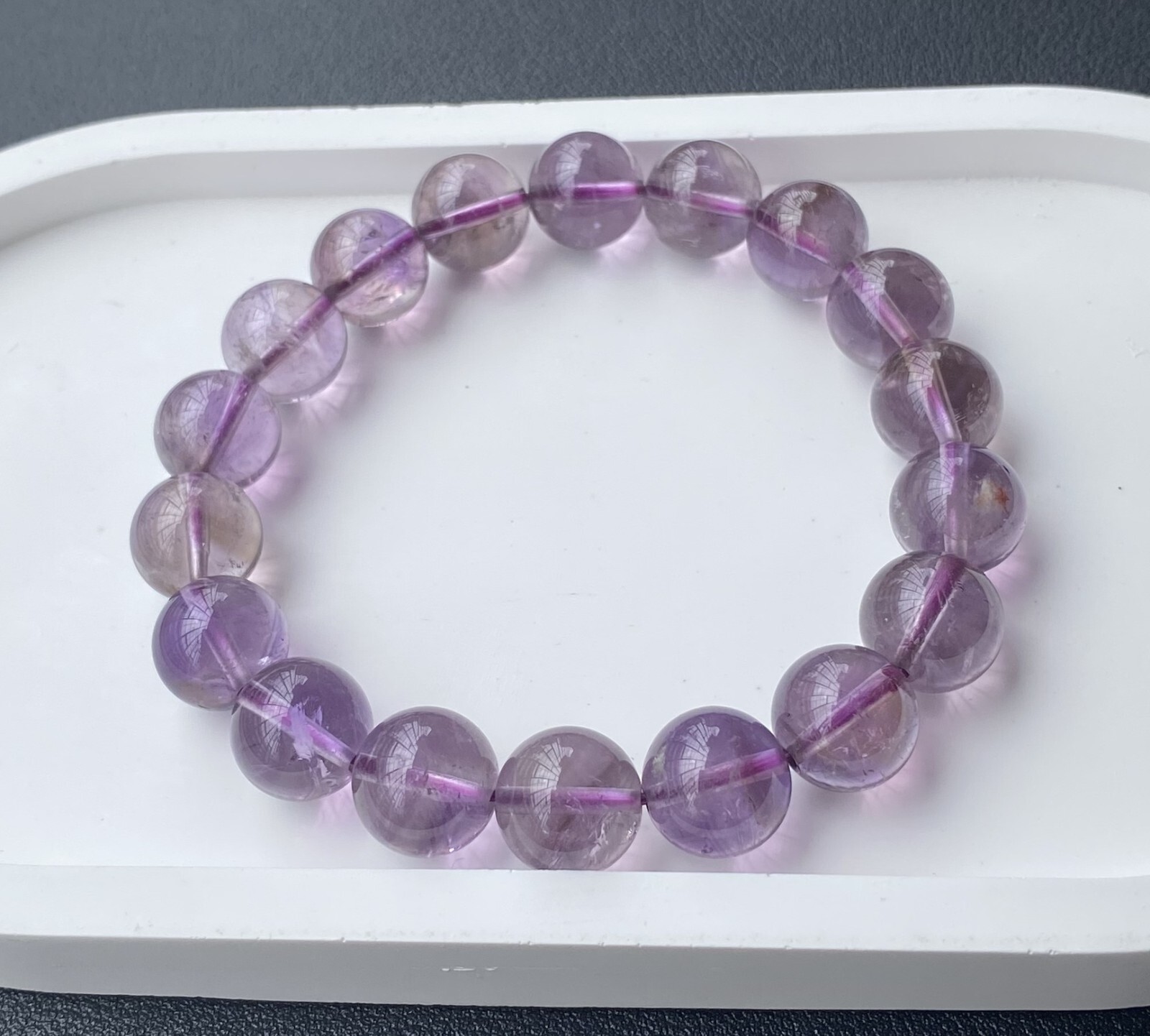 Natural Amethyst Purple Healing Quartz Crystal Round Beaded Bracelet Reiki 12mm