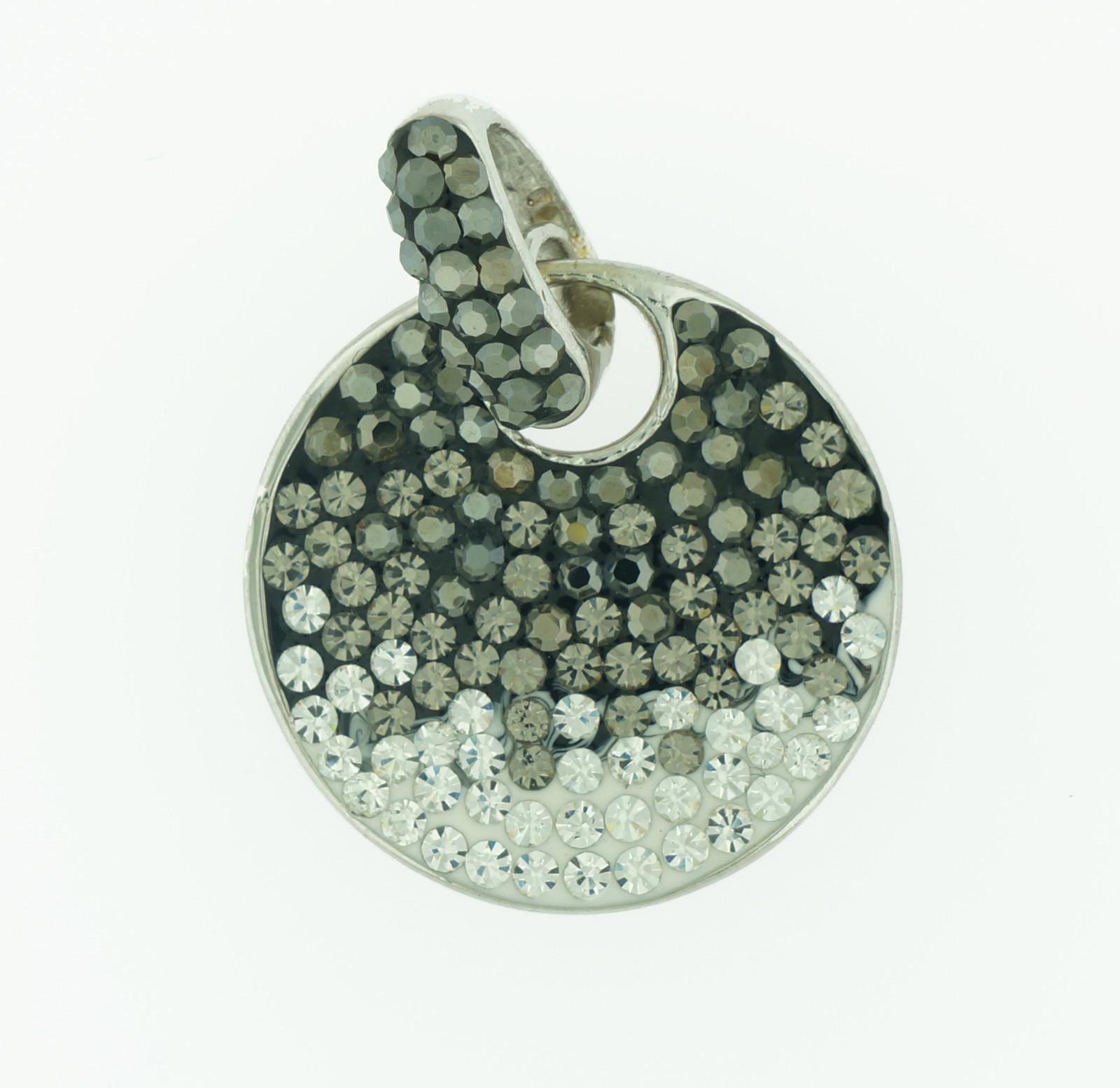 Sterling Silver Round Medallion Blue Cubic Zirconia Pendant