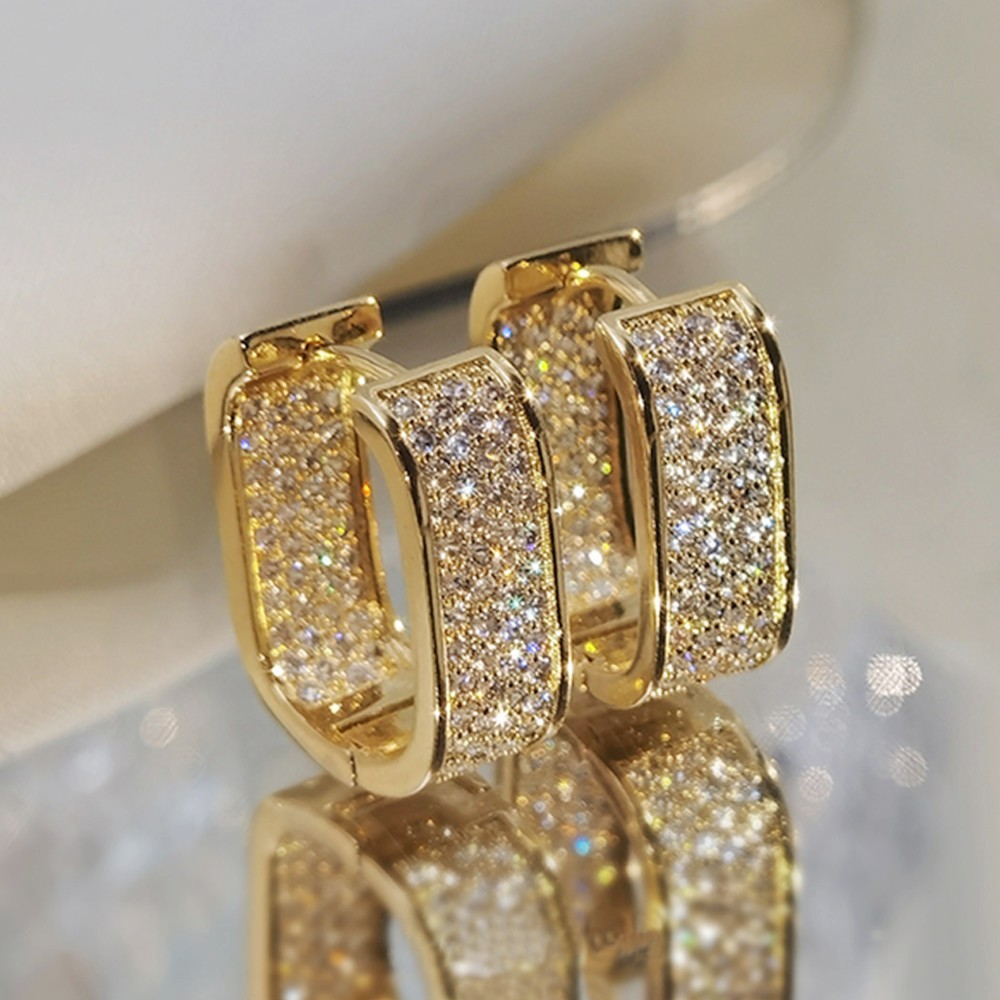 Gold-plated zircon earrings