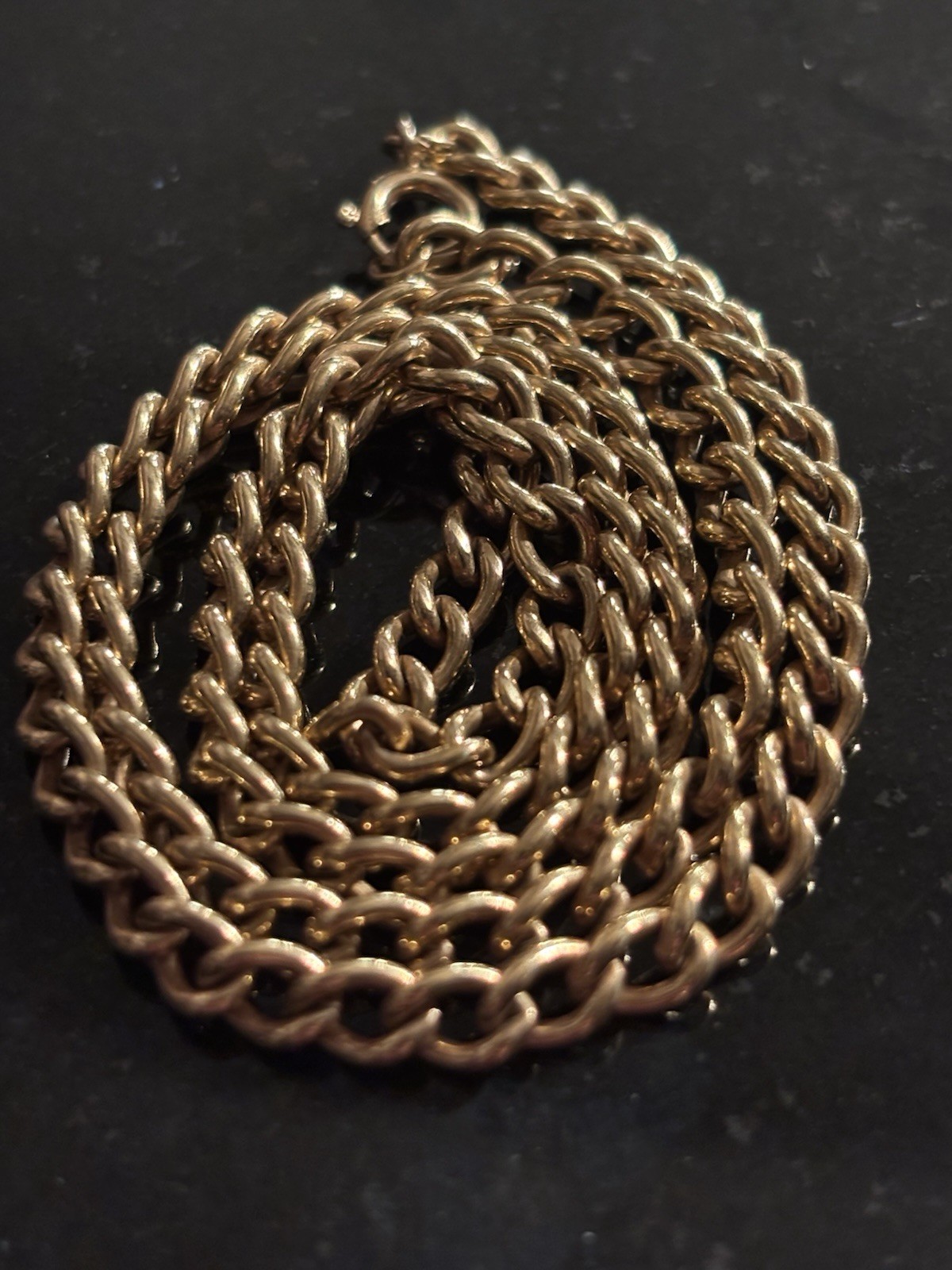 Gold Filled Curb Link Cuban Chain Necklace 20in Metal Spring Ring Clasp No Stone
