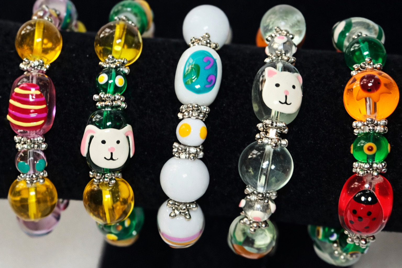 Easter Bracelets Bunny Egg Easter Egg Hunting Beaded Stretch Wholesale Lot of 6