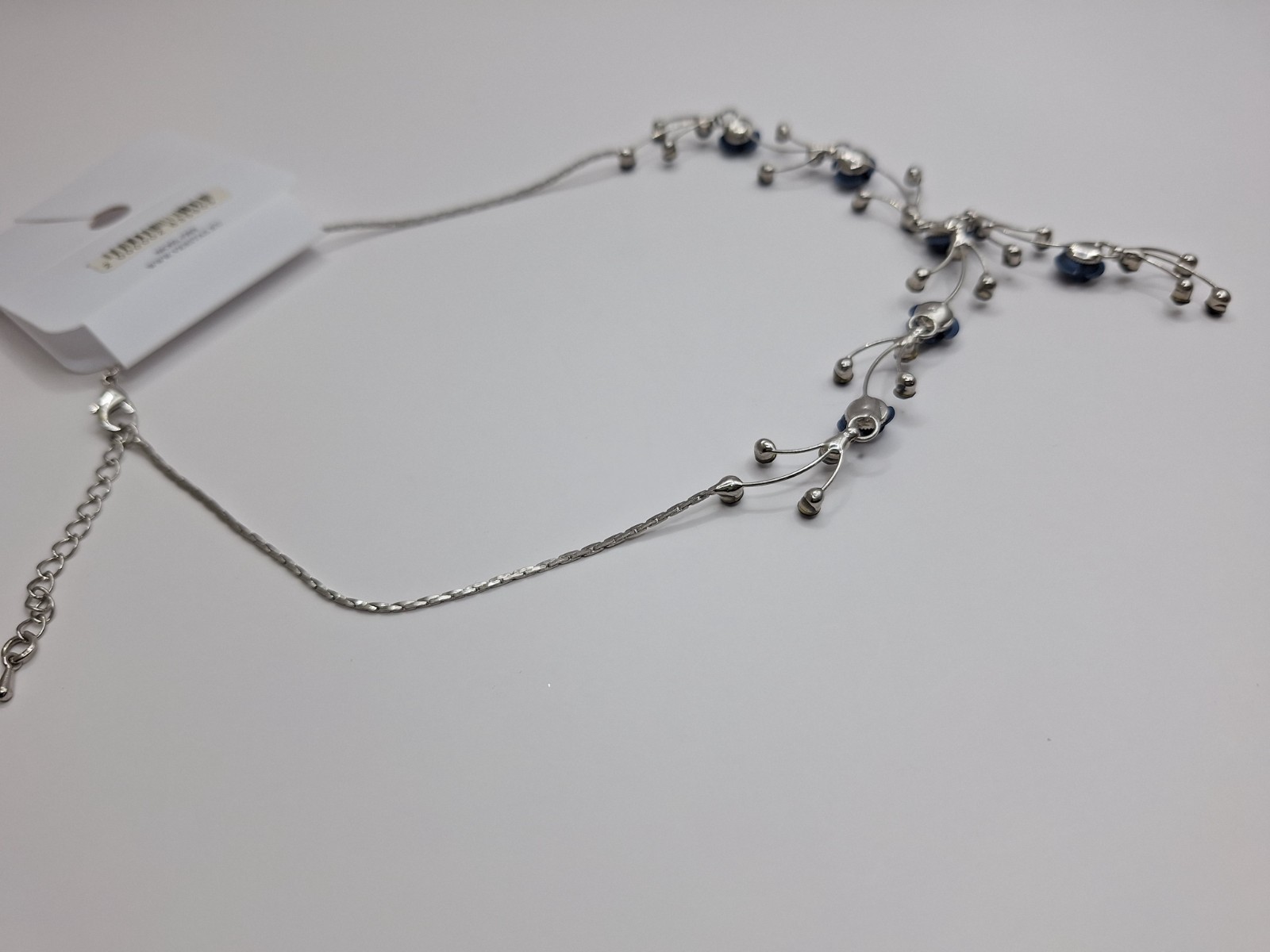 Women Collection by Veritas Navy Blue Rose Necklace Silver Tone Nickel Free