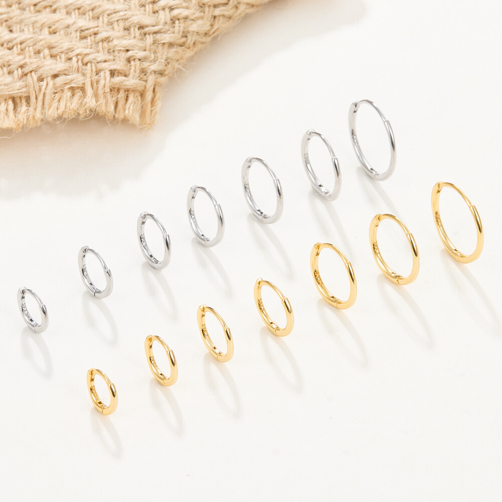 6-15mm 1.8mm Thick Huggie Hoop Earrings Clickers Solid Sterling Silver E2060