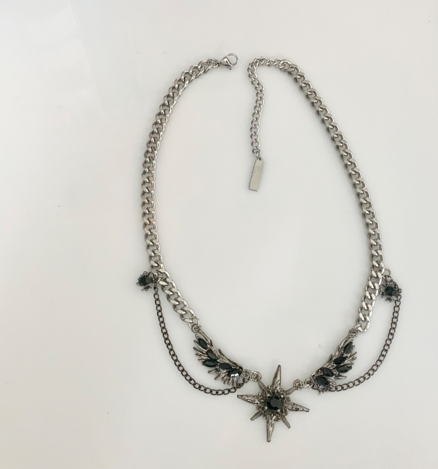 Men’s Star Starburst Wings Necklace Metal Jewelry Goth Punk Stainless Steel