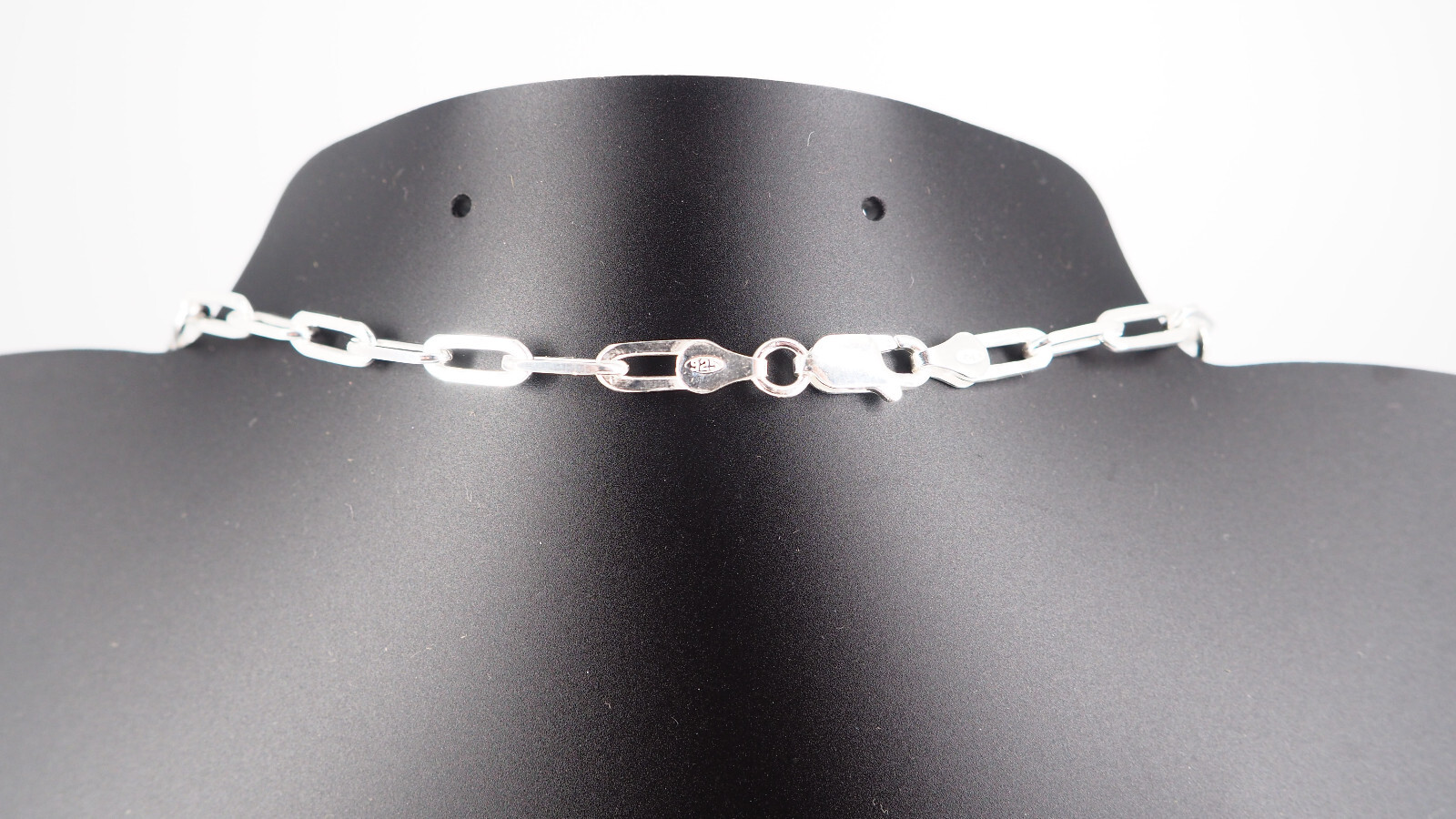 Solid 925 Sterling Silver Paperclip Necklace 4mm, 16” Link Chain Italy NEW