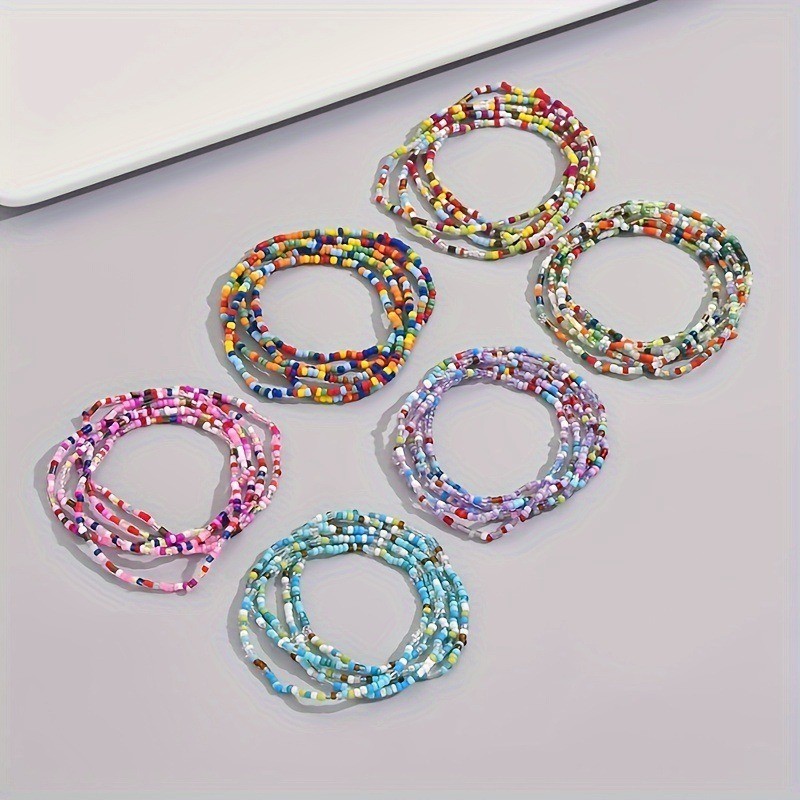 30Pcs Multicolor Seed Bead Stretch Bracelets Boho Stackable Beach Jewelry Gift