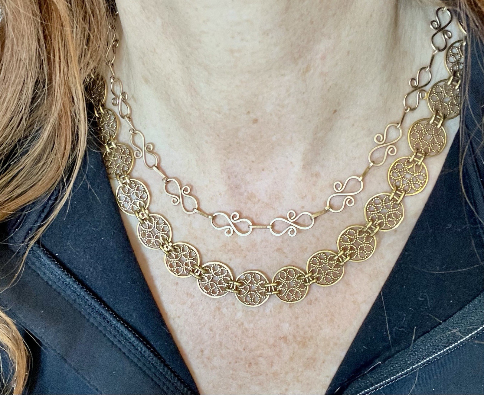 Renaissance Fair-Themed Bronze Necklaces and Matching Earrings