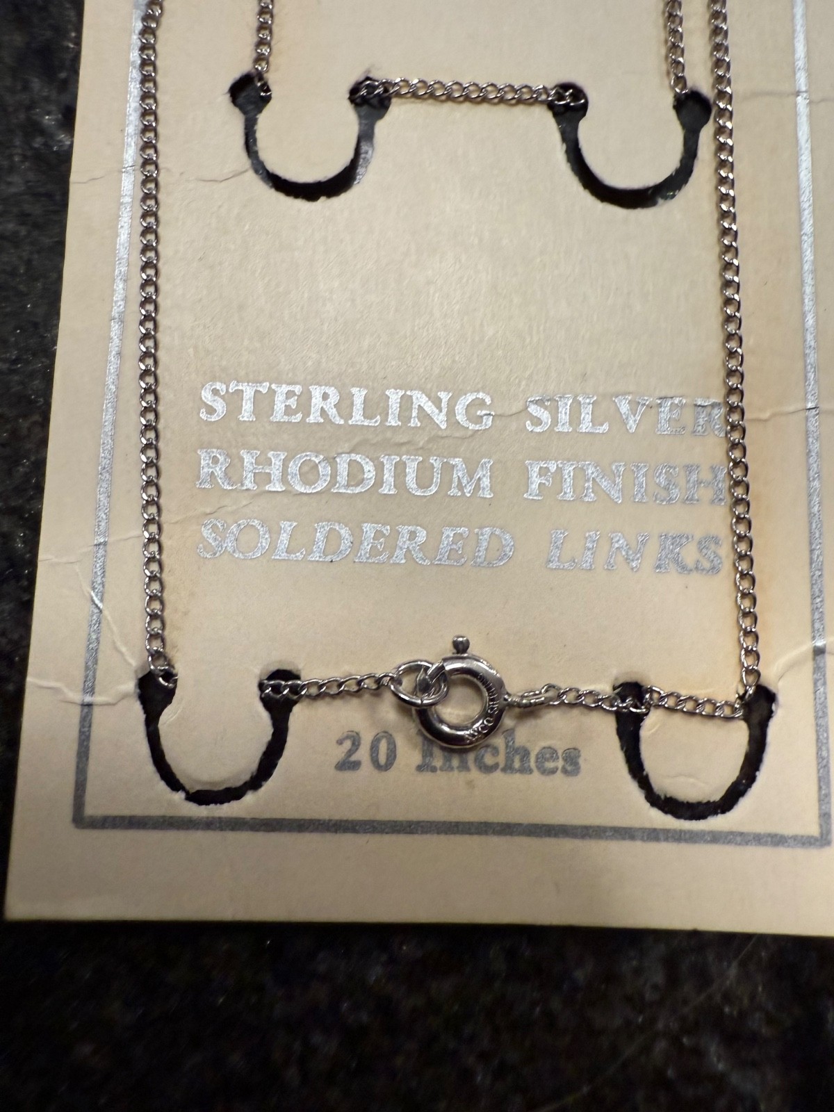 VINTAGE NOS Sterling Silver Rhodium Plated Cable Chain Necklace 20″