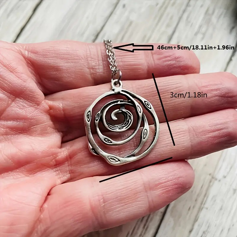 Rose Spiral Love Jewelry Vintage Silvery Retro Silver Plated Pendant Necklace