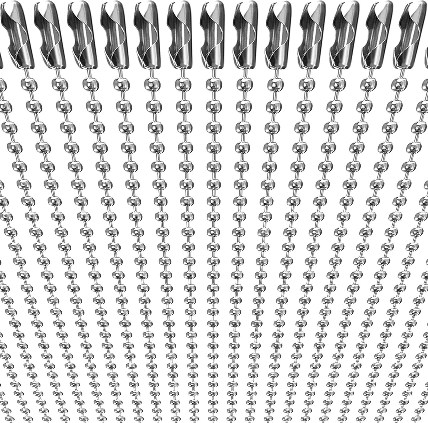 50-Pack Dog Tag Chain Ball Chain Necklace Bulk, Beaded Necklace Chains for Jewel