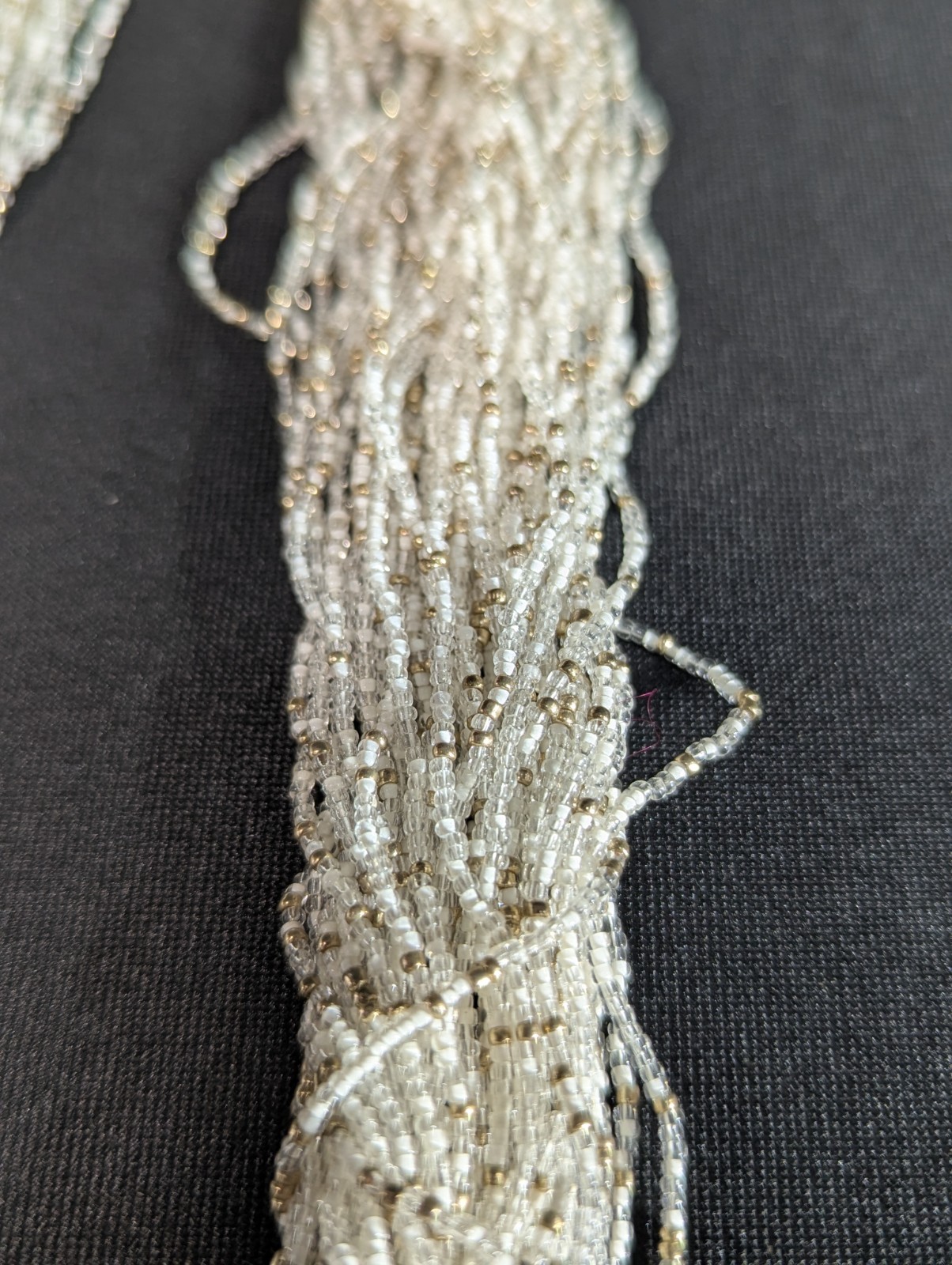 Vintage Multi-Strand Seed Bead Necklace with Ornate Floral Clasp