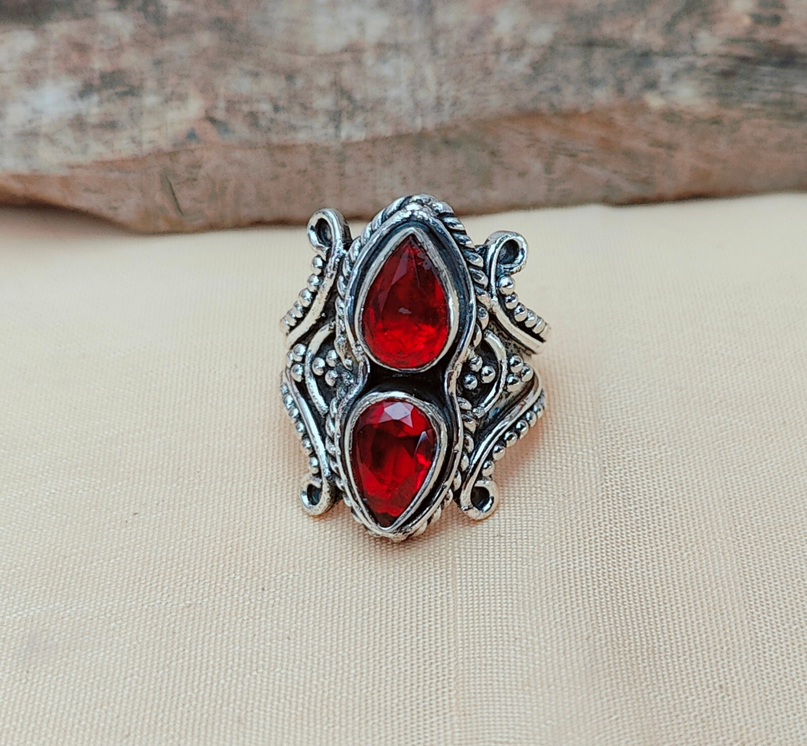 Garnet Designer handmade ring 925 Sterling Silver Jewelry All Size Available