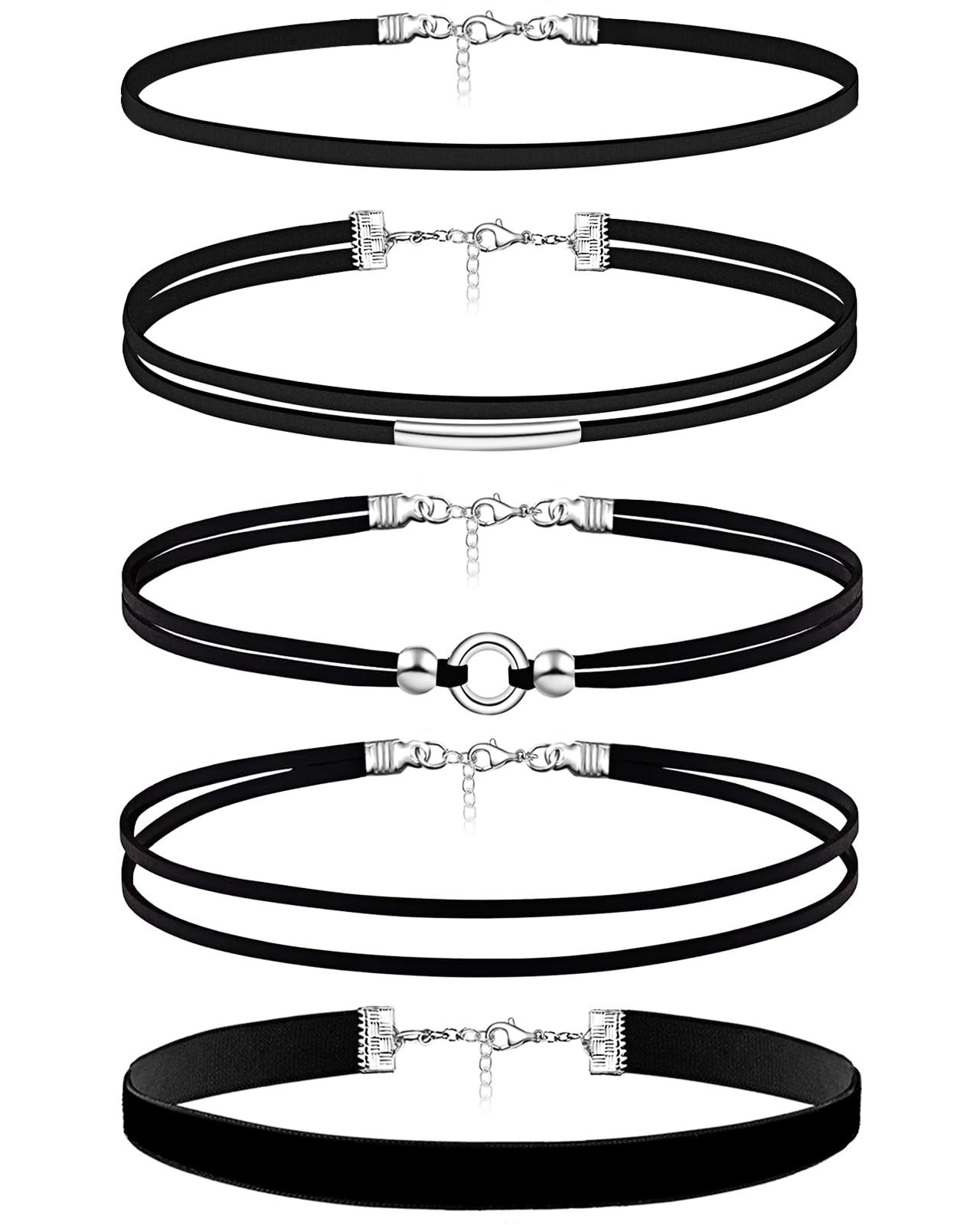 5PCS Black Choker Necklace for Women Velvet Set Emo Chokers 5pcs