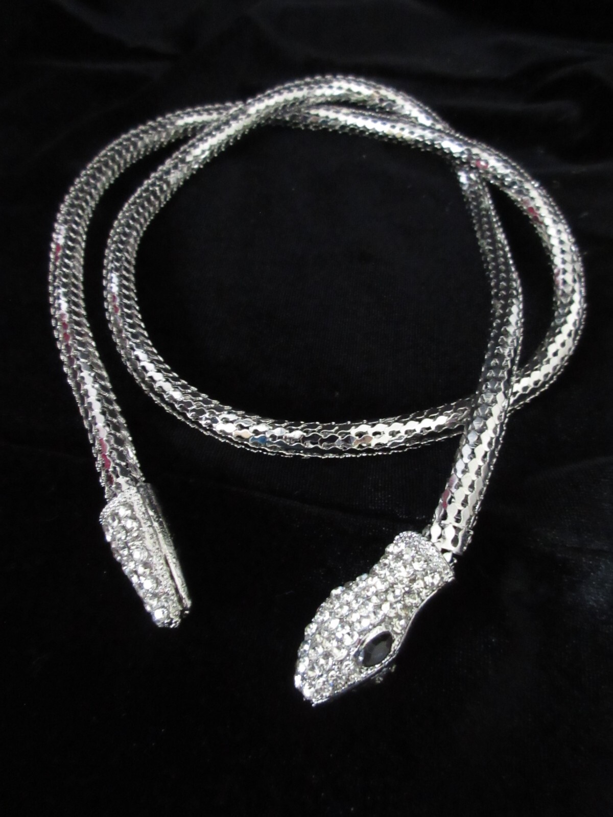 Snake Necklace Rhinestone Wrap Mesh Choker Silver Gold Serpent Hair Body Chain