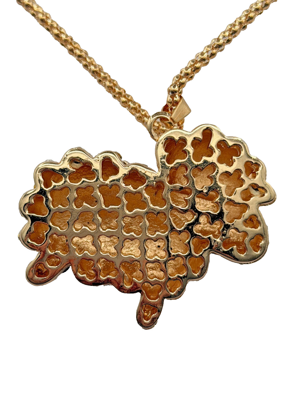 BETSEY JOHNSON BEAUTIFUL WHITE CRYSTAL & ENAMEL SHEEP PENDANT CHAIN NECKLACE