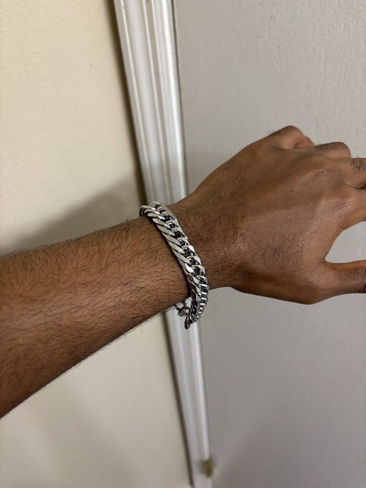 21 Cm Plated Silver Alloy Micro Curb Bracelet Minimal Grunge Streetwear Jewelry