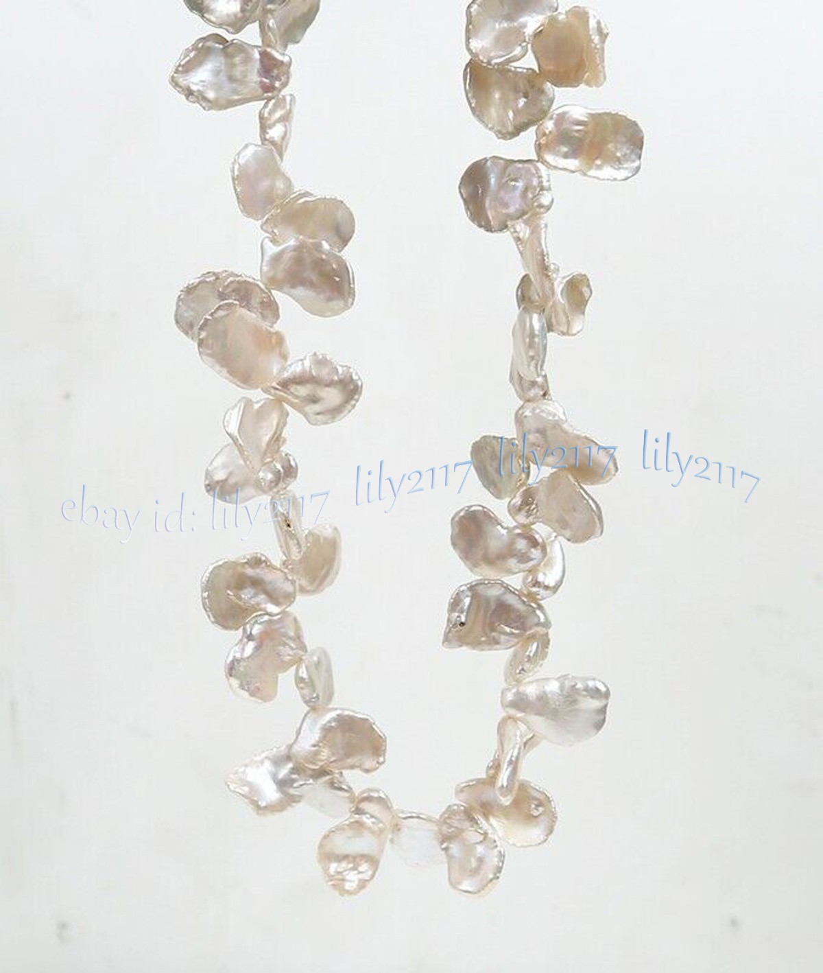 Rare 15-20mm Real Natural Luster White Flat Coin Baroque Pearl Necklace 18 inch
