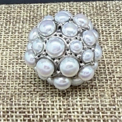 Honora Cultured Freshwater Pearl Stainless Steel Cluster Ring Size 5 $179
