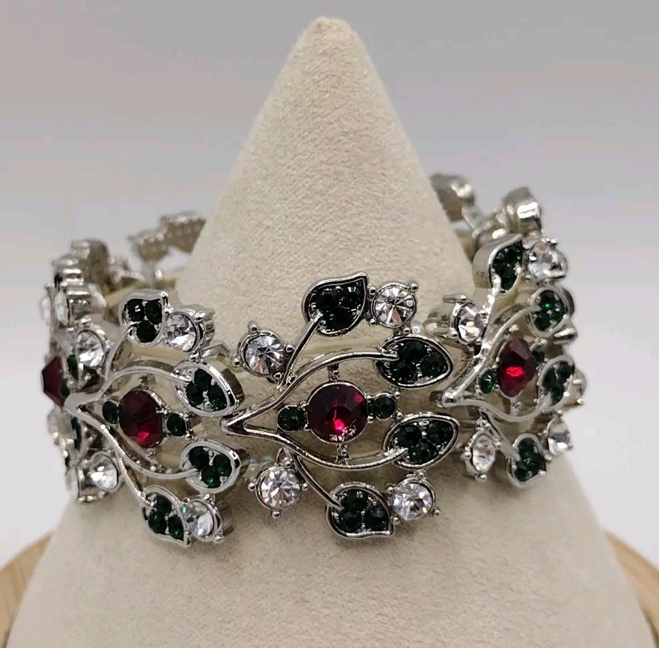 The Danbury Mint Stretch Bracelet ~ The Cherry Blossom ~ Pink, Purple & White