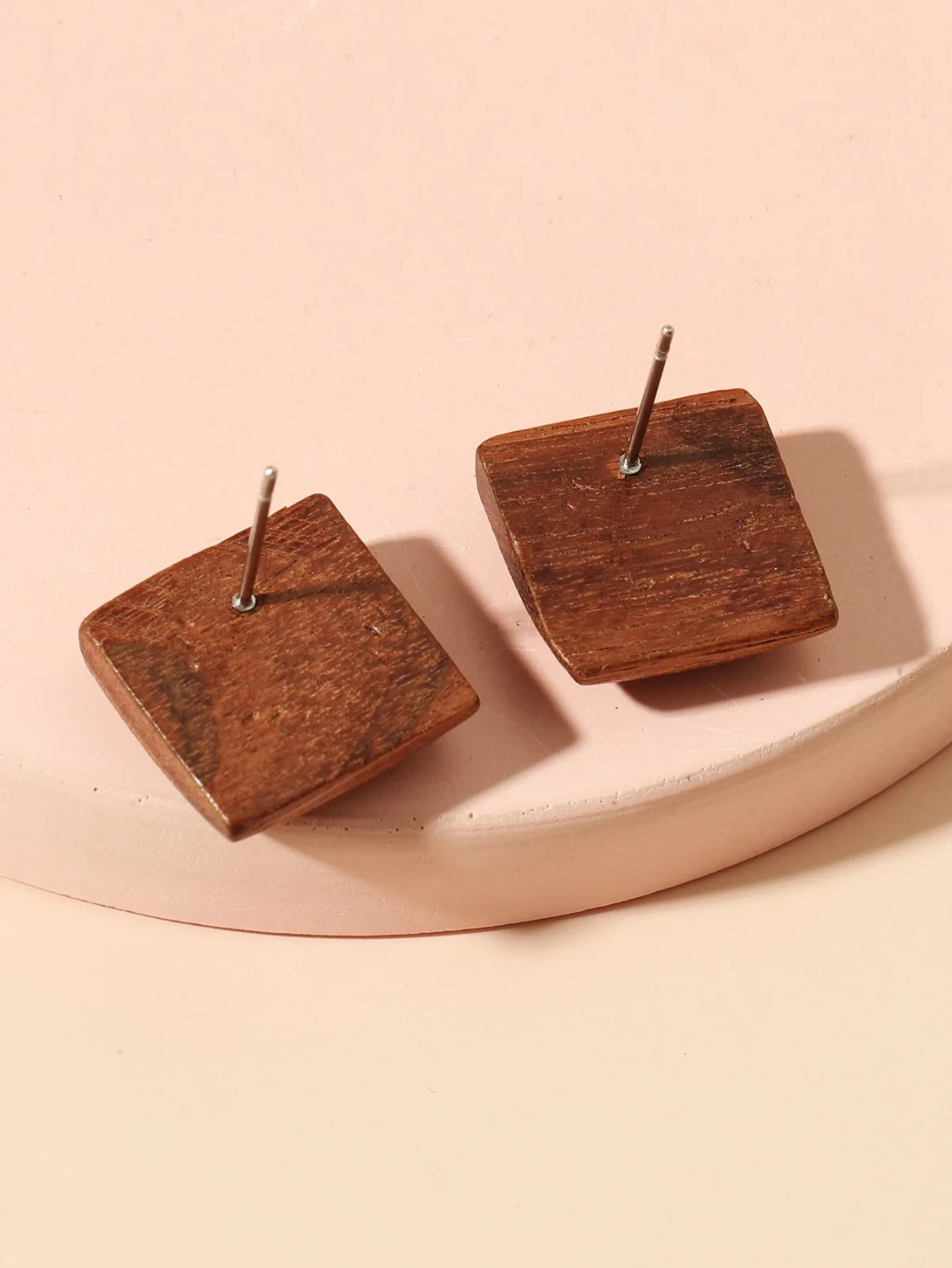 New Wooden Geometric Stud Earrings for Women Boho Lightweight Fashion Jewelry